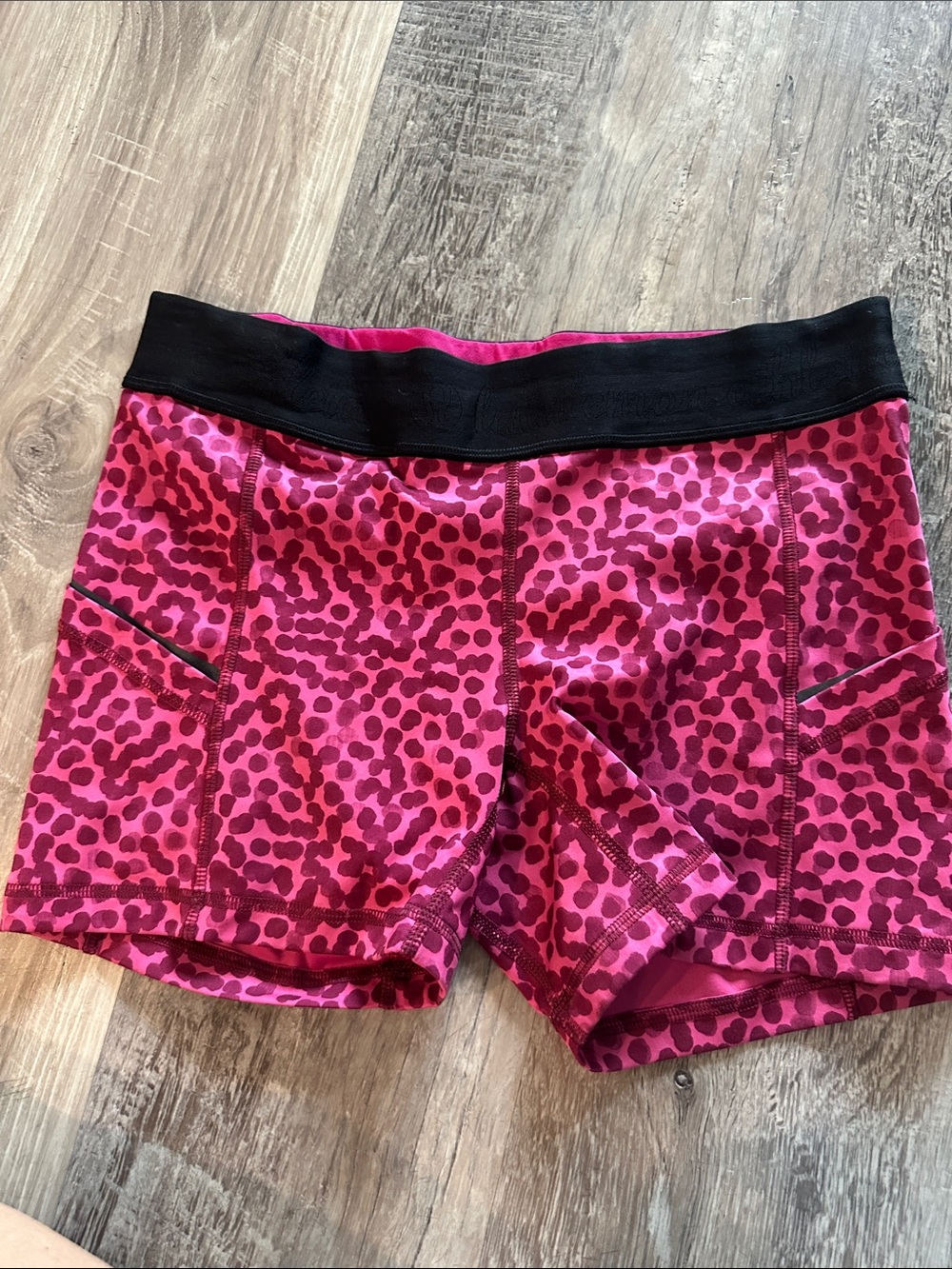 lululemon athletica Hot Pink and Black Leopard Bike Shorts